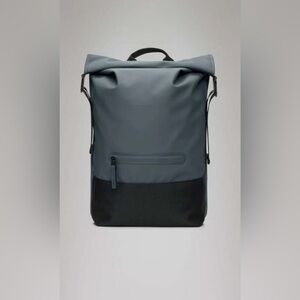 RAINS Trail Rolltop Bag Luggage Backpack  - Blue Lagoon Black $185 NEW NWT